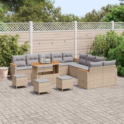 vidaXL - Tuinbank - Set - 18 - st - 12-Aantal - zitplaatsen - Beige - en - Lichtgrijs