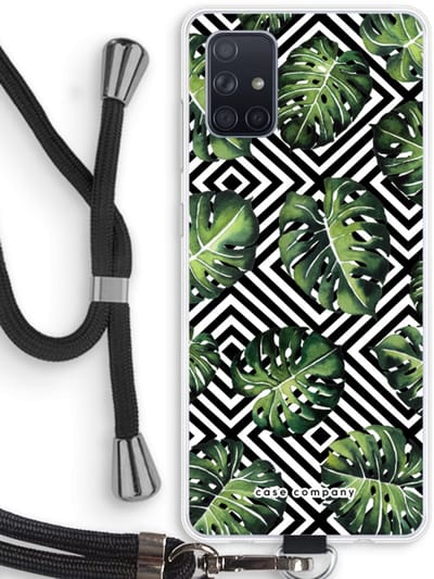 Case Company® - Hoesje met koord geschikt voor Samsung Galaxy A71 hoesje met Koord - Geometrische jungle - Telefoonhoesje met Zwart Koord - Bescherming aan alle Kanten en Over de Schermrand