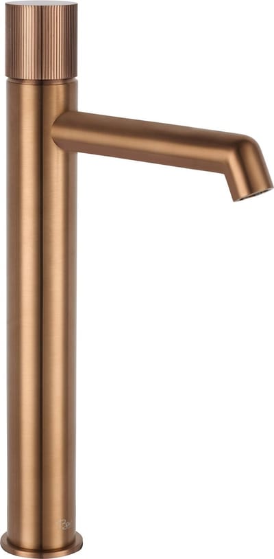Ben Engraved Line Wastafelkraan - 22 cm Hoge uitloop - Geborsteld Koper