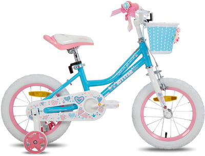 JOYSTAR Angel Meisjesfiets - Verschillende Maten 16 Inch - Met Zijwieltjes - Handrem - Inclusief Mandje - Blauw - Geschikt voor buitenactiviteiten in de lente