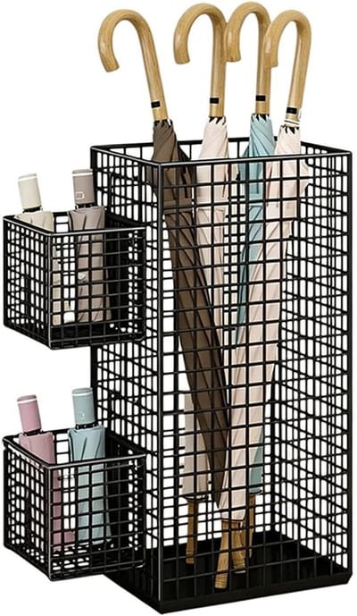 Paraplubak - Opberger Paraplu - Entree Organiseren - Ventilerend Hol Ontwerp - 21x21x21 cm - Zwart