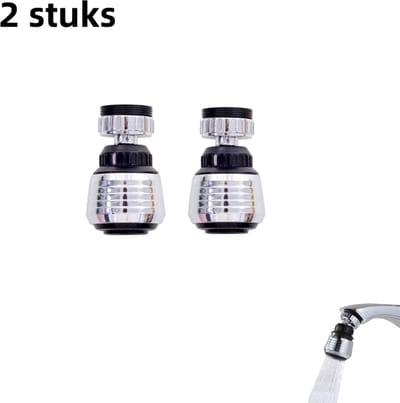 2-delig - Kraanuitloop - Spatbescherming - Keuken Home Verlengde Douchestraal Verlengfilter - Zilver - Kort
