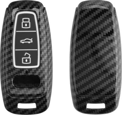 kwmobile hoes voor autosleutel geschikt voor Audi A6 A7 A8 Q7 Q8 3-knops autosleutel Keyless - Autosleutelbehuizing in zwart - Carbon design
