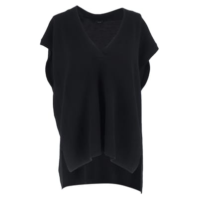 Joseph V-hals gebreid vest in zwart kasjmier