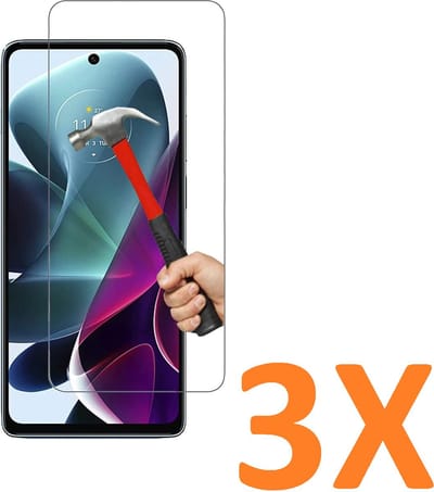 Screenprotector Glas - Tempered Glass Screen Protector Geschikt voor: Motorola Moto G200 5G  - 3x