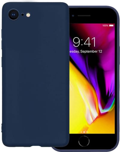 Hoes - Geschikt voor Apple iPhone 7 - Sterk & Shockproof - Hoesje Cover - Siliconen Case - Donkerblauw