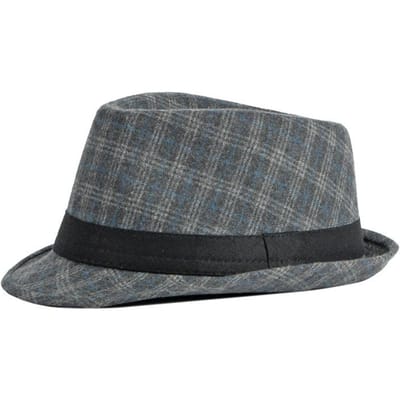Nieuwe wollen jazzhoed voor lente, herfst en winter, heren, Britse culturele uitvoeringen, verdikte joker geruite hoge hoed, dames. grijze kleur