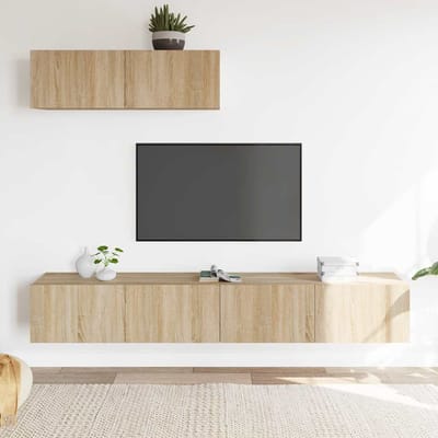 vidaXL - 3-delige - Tv-meubelset - bewerkt - hout - sonoma - eikenkleurig