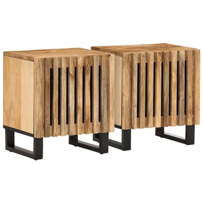 vidaXL - Nachtkastjes - 2 - st - 40x34x46 - cm - massief - ruw - mangohout