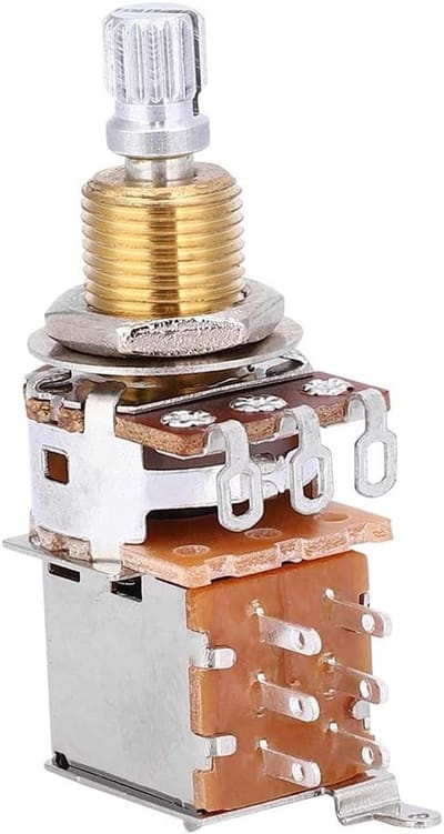 500K Push Pull Potentiometer voor Elektrische Gitaren met Schakelknop en Koperen Behuizing, Ideaal voor Geluidsaanpassing en Pickup Switches