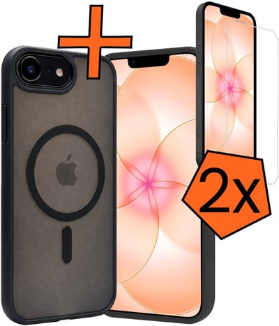 Hoes - Met 2x Screenprotector - Geschikt voor Apple iPhone 17e - Magsafe Compatible - Sterk & Shockproof - Back Cover - Shock Proof Case - Telefoon Hoes - Zwart