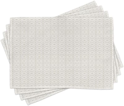 ABAKUHAUS Antieke oosterse placemats, ronde ornamenten, tafeldecoratie van kleurvaste stoffen voor eetkamer en keuken, Dusk wit