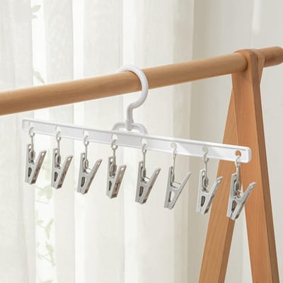 Plastic Kleding Droogrek Winddicht Kledingrek 8 Clips Sok Wasknijper Hanger Ondergoed Sokken Houder grijze kleur