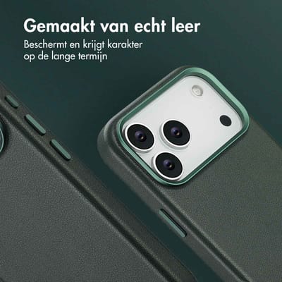 Accezz Hoesje - Geschikt voor iPhone 17 Pro Max - geschikt voor MagSafe Leather Backcover - Cedar Green