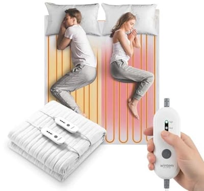 Elektrische matrastopper voor tweepersoonsbed - 160 x 140 cm - 3 temperatuurniveaus - Hoogwaardige polyester - Oververhittingsbeveiliging