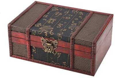 Dailygoods- Opbergdoos Antieke Stijl - Houten Opbergdoos - Decoratieve Opbergdoos - Sieraden/Boeken Opbergdoos - Klein Formaat - Milieuvriendelijk Materiaal - Opbergbox