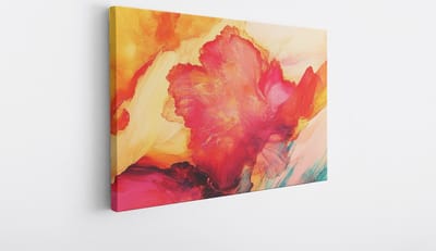 Saammp Canvas Schilderij - Rood Geel - Abstract kunstwerk - 30x20 - Foto op canvas - Wanddecoratie - Muurdecoratie Woonkamer - Slaapkamer decoratie - Canvas Print
