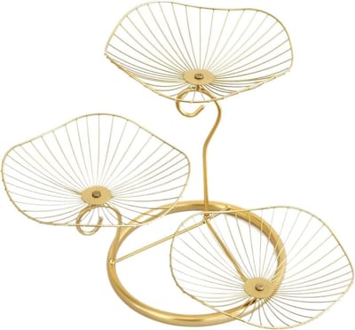 Metalen Fruitmand Houder - Fruit Display Stand - Keuken Organisatie - Afneembare Lagen - 3 Lagen 35 cm Hoog - Goud