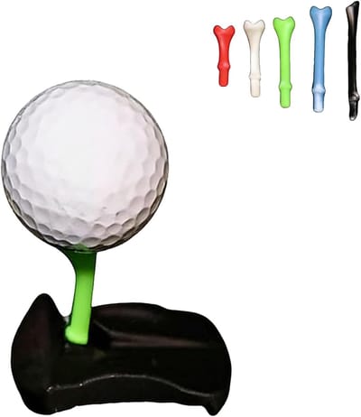 Ynkkvre - Golftee van kunstgras - Golftee-houder - Grasbasis voor slagmat - 3D-geprinte golf trainings tee - Precisie golftees - Golftee voor binnen en buiten - Breukvast & Weerbestendig - Hoogte Verstelbaar - Compatibel met Simulators - Zwart
