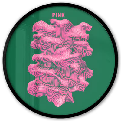Poster in lijst Rond - Fotolijst 40x40 cm - Posters - Abstract - Pink - Lijnen - Groen - Ronde posterlijst zwart - Decoratie - Wanddecoratie woonkamer - Muurdecoratie slaapkamer