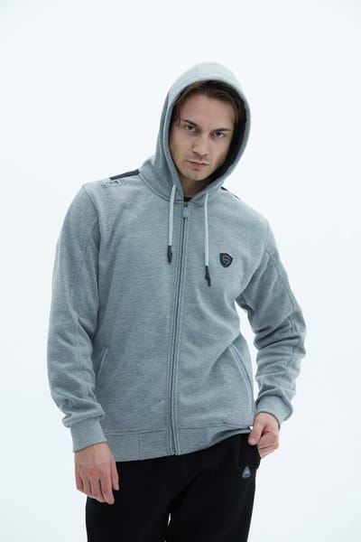 SCR. Alaf - Warme Hoodie Heren - Sweatvest met capuchon - Lichtgrijs - Maat M