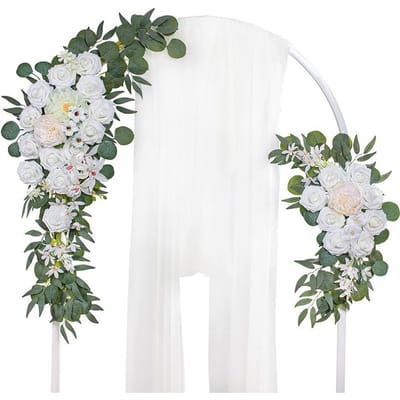 Kunstbloem Bruiloftsboog Deurfries Decoratie Boheems Grote Bloemhanger Bruiloftsceremonie Kerstdeur Bloemen Decor white