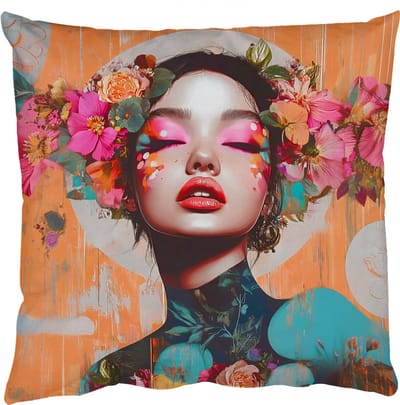 Sierkussens - Kussentjes Woonkamer - 50x50 cm - Portret - Vrouw - Abstract - Bloemen