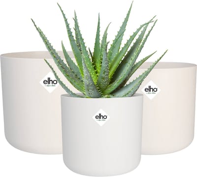 Elho B.for Soft Rond - Bloempotten voor Binnen - 100% Gerecycled Plastic - Set van 3 - Ø 14, 16, 18 cm - Wit