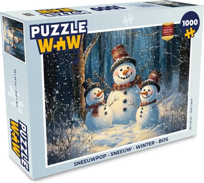 Puzzel Sneeuwpop - Sneeuw - Winter - Bos - Legpuzzel - Puzzel 1000 stukjes volwassenen