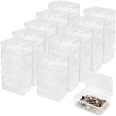 Dailygoods- Opbergdozen 50 stuks - Transparante kunststof dozen met deksel - Klein 9,5 x 6,5 x 3,5 cm - Voor kralen en kleine onderdelen - Ideaal voor knutselmateriaal en organisatie - Opbergbox