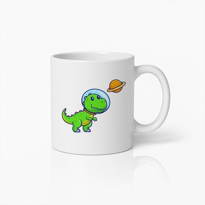 Schattige Dinosaurus Astronaut Mok – Ruimteverkenner Koffiebeker voor Kinderen en Dinosaurus Liefhebbers