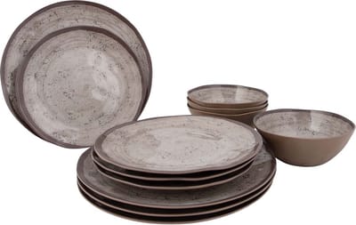 Bo-Camp - Servies - Halo - 12 Stuks - Beige