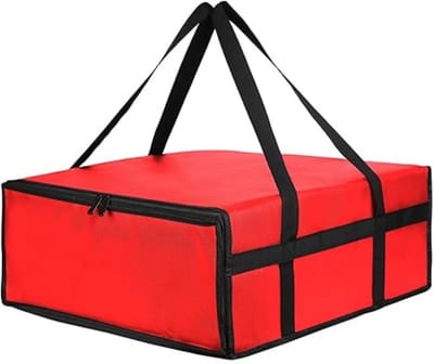 Tas-koeltas- Professionele Warmhoudtas voor 3 Pizza's van 18 Inch - Geïsoleerde Cateringtas voor Thuisbezorgd en Restaurant - Versterkte Draagcapaciteit tot 27kg - 50x50x15 cm - rood
