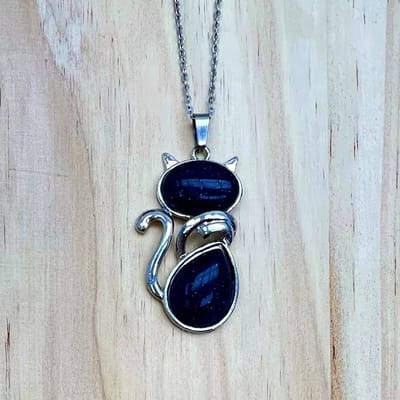 Halsketting - Collier met katje (Zwart)