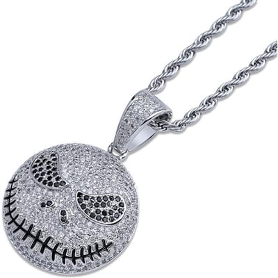 Jack Skeleton Cartoon Hanger Europees en Amerikaans Trendy Hip Hop Micro Inleg Zirkonia Ketting Accessoires gray