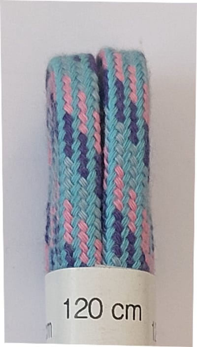 Ronilux Veter - Blauw/Rose/Paars - Meerkleurig - Plat - Lengte 120 cm - Breedte 6 mm - Schoenveter