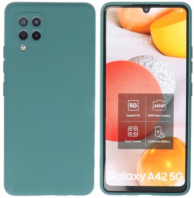 Hoesje Geschikt voor de Samsung Galaxy A42 5G - Fashion Color Backcover Telefoonhoesje - Donker Groen