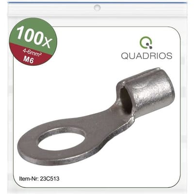 Quadrios 23C513 Ringkabelschoen Dwarsdoorsnede (max.): 6 mm² Schachtdiameter: 6.5 mm Ongeïsoleerd 100 stuk(s)