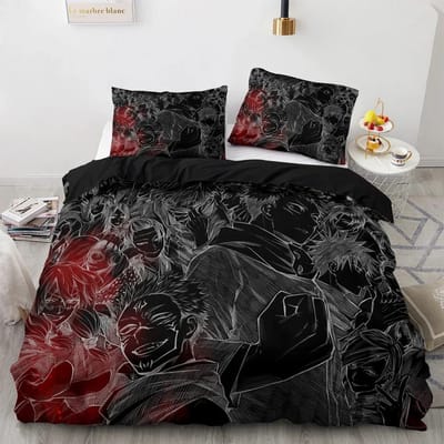 Anime Jujutsu Kaisen Satoru Gojo Ensemble de literie Garçons Filles Taille Twin Queen Housse de couette Taie d'oreiller Lit Enfants Adulte Textile de maison US Twin 173x218cm