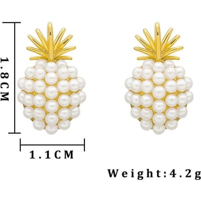Nieuwe Mode Ananas Stud Oorbellen voor Vrouwen Elegante Pareloorbellen Temperament Sieraden Feest Oor Accessoires pendientes mujer white