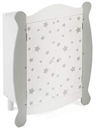 Poppenkledingkast met kledingstang en kleerhangers - Opbergmeubel voor poppen