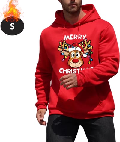 Bovista Kersttrui - Heren - Foute Kersttrui - Christmas Sweater - Cartoonprint - Kerst Sweater - Christmas Jumper - Hoodie - Rood - S