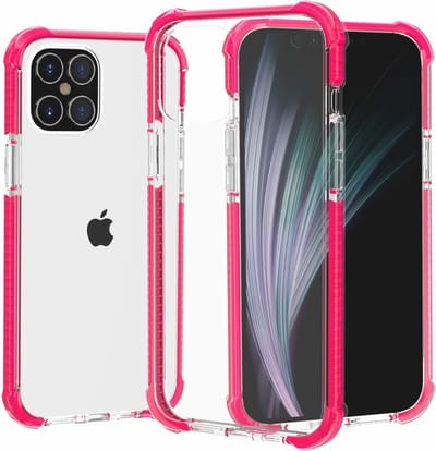 iPhone 12 / iPhone 12 Pro bumper case hoesje TPU + acryl - Transparant roze