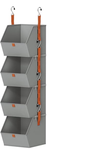 Hangende Kast Organizer 4 Lagen – Kledingrekken voor Kast, Ruimtebesparend Opbergsysteem, Opbergdozen / Kledingopberger voor Slaapkamer - Grijs