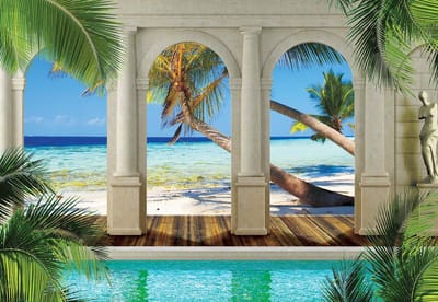 Fotobehang  Tropical Beach | XXL - 312cm x 219cm | 130g/m2 Vlies