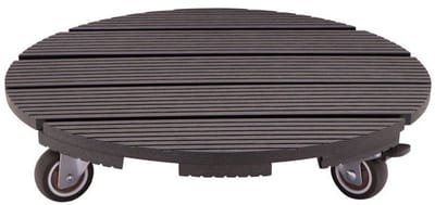 Plantenonderzetter op wieltjes - NATURE - WPC - H8,6 x Ø38 cm - 4 wieltjes - Antraciet