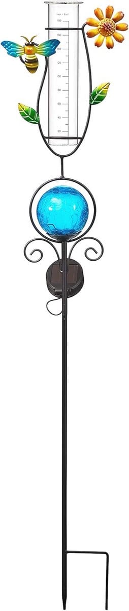 Regenmeter en Zonnelamp 2-in-1 voor de Tuin met LED Verlichting
