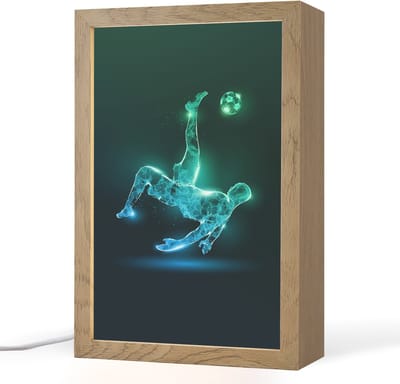 Nachtlampje 20x30 cm - Kinder lampje - Voetbal - Voetballer - Jongen - Zwart - Tafellamp kinderkamer - Slaapkamer lamp - Bedlamp kinderen - Kinderlampje stopcontact - Wandlamp babykamer - Nachtlampjes
