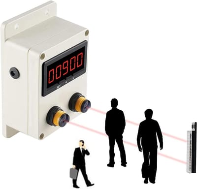 Klantenstroomteller - Passagiersteller Bezoekersteller - Winkelbeheer - Bidirectionele inductietechnologie - 6 meter detectie - Grijs