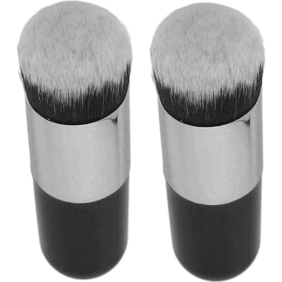 2 Stuks Gezichtsmake-upborstel Zachte Haren Ronde Handgreep Chubby Make-upborstel voor Blenden Vloeibare Crème gray